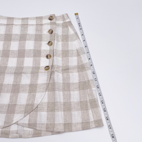 NEW Madewell Linen Blend Tulip Hem Mini Skirt Undyed NE700 Check Print Size 00 - Picture 13 of 13